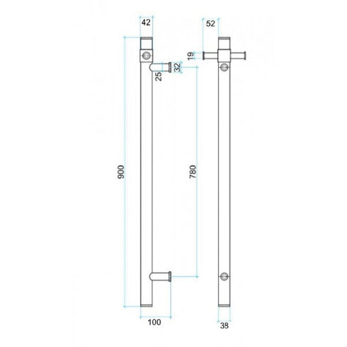 Thermorail VS900HBZ Brushed Bronze Vertical Heated Rail